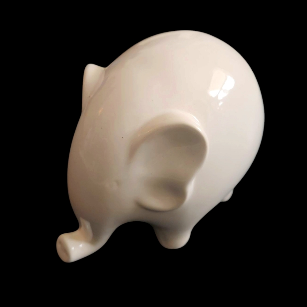 White Ceramic Elephant Decor Object Figure Figurine
